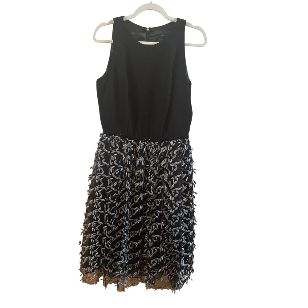 Carmen‎ Marc Valvo Black Sleeveless Party Dress Size 10 Silver Sequin Appliqués